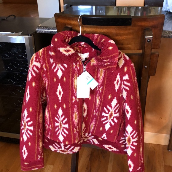 Band of the free Jackets & Blazers - Red Aztec Southwest Sherpa Jacket US L 🎥